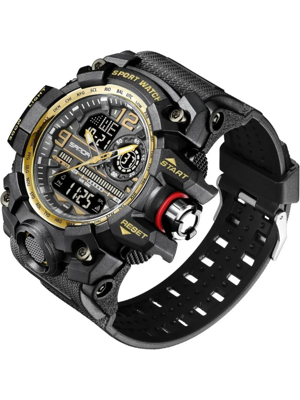 Men's Black Gold Analog Quartz Waterproof Military Sports Outdoor Digital Watch